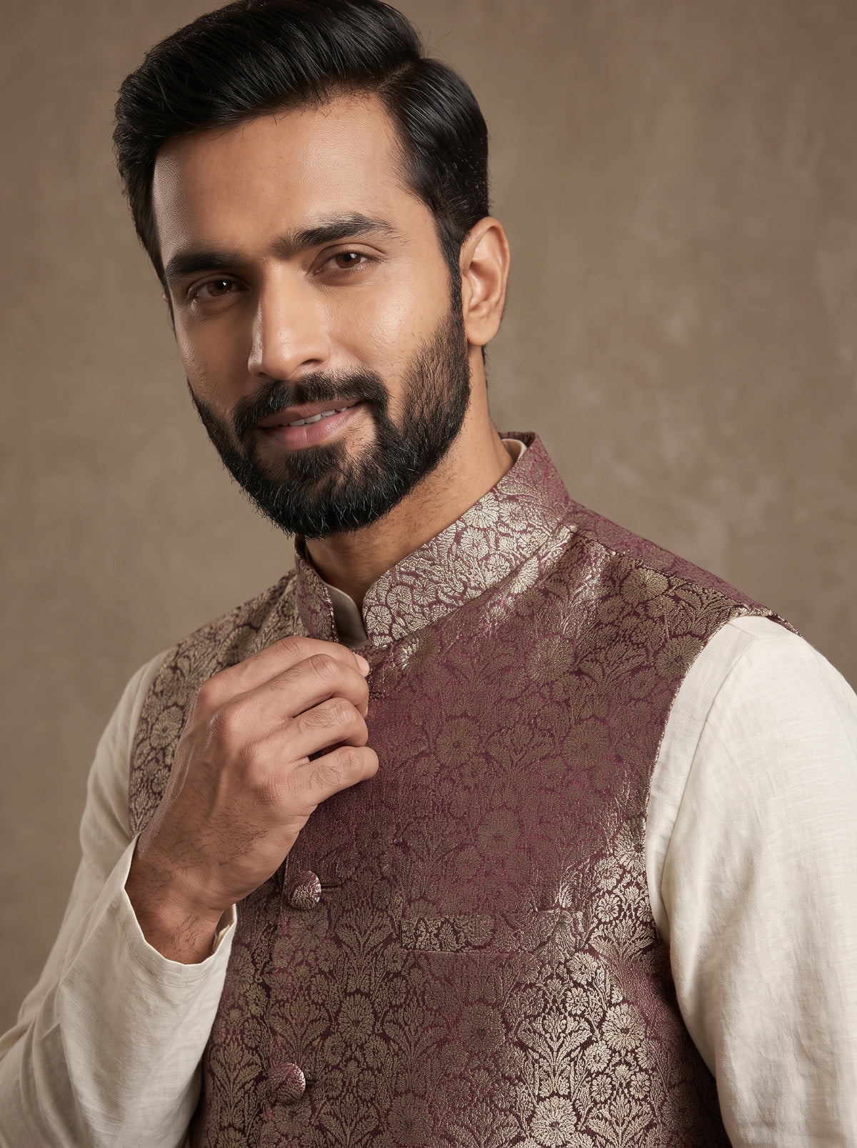 Pratap Banarasi Bandi: Men's Gold Floral Waist Coat
