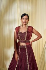WINE LEHENGA SET