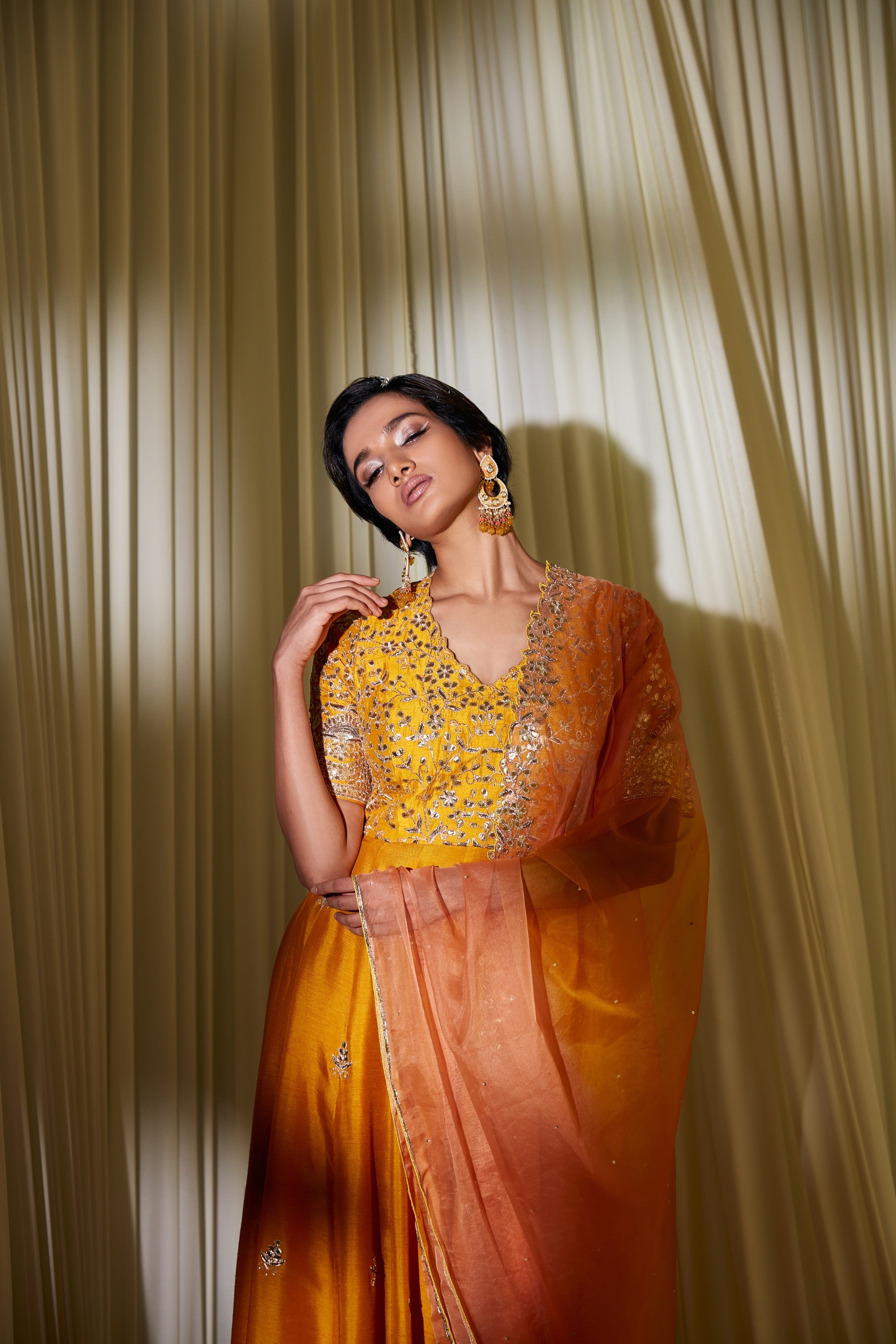 MUSTARD ANARKALI SET
