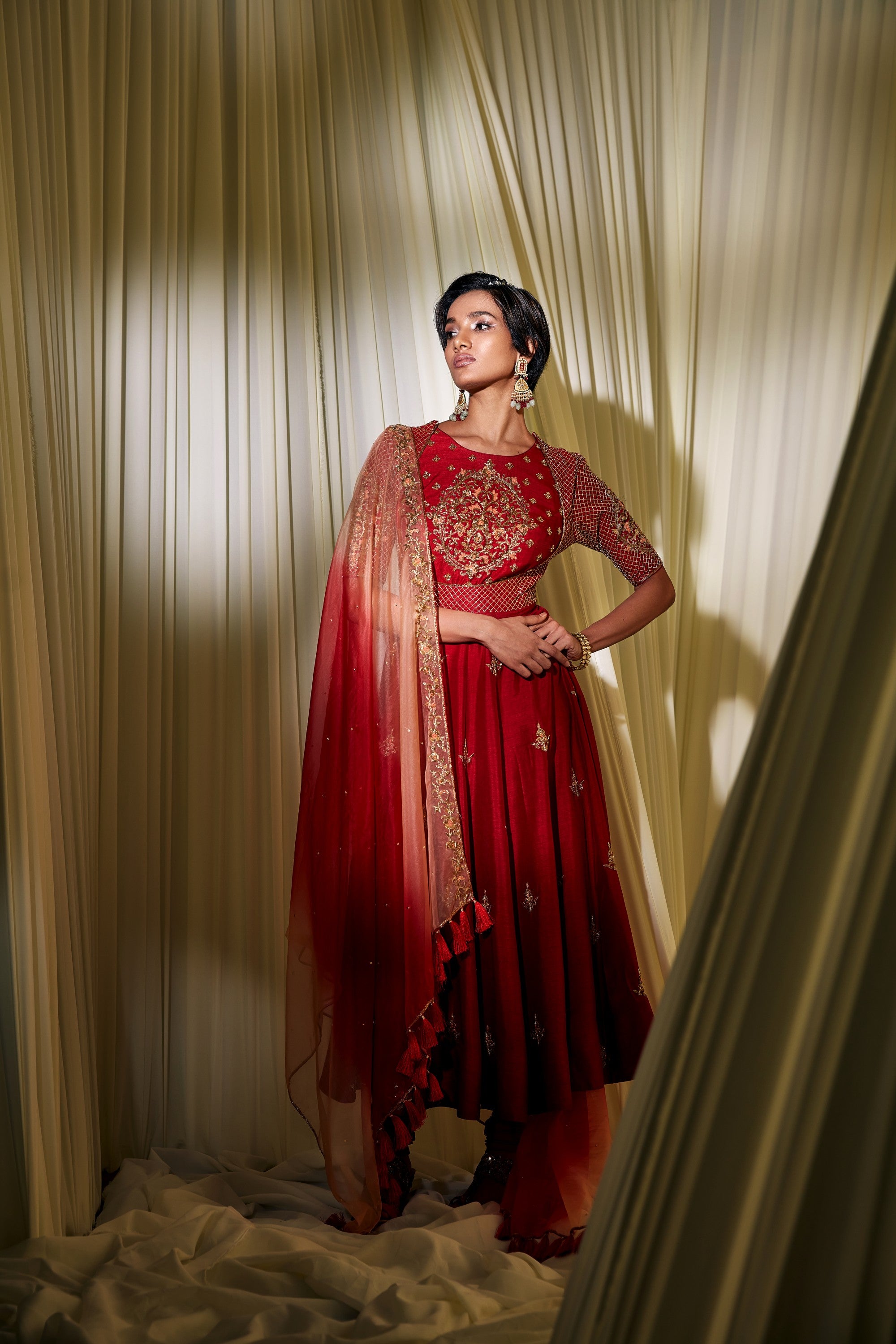 RED ANARKALI SET