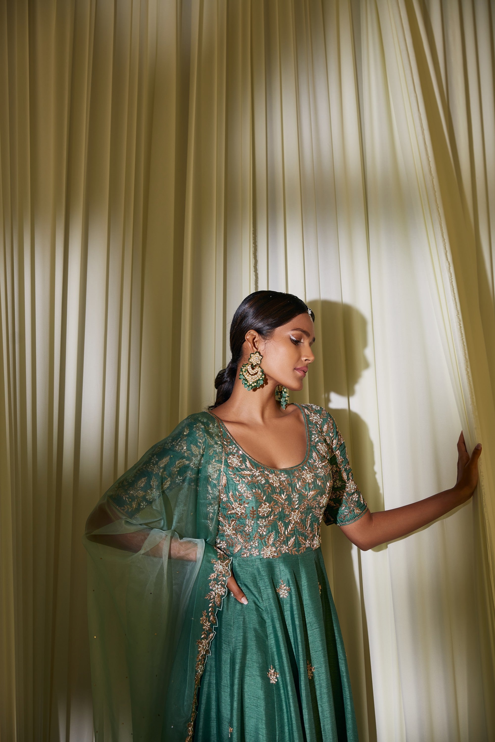 TEAL GREEN ANARKALI SET