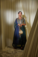 BOTTLE GREEN ANARKALI SET
