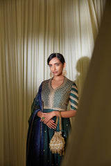 BOTTLE GREEN ANARKALI SET