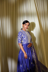 INK BLUE ANARKALI SET