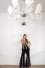 Black Embroidered Jacket Set