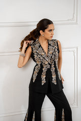 Black Embroidered Jacket Set