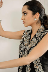 Black Embroidered Jacket Set