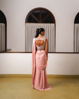 Pre-draped saree and embroidered cut-out blouse