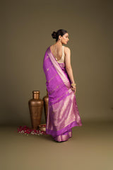 Lavender Pure Silk Banarasi Handloom?Saree