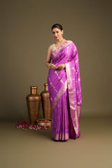 Lavender Pure Silk Banarasi Handloom?Saree