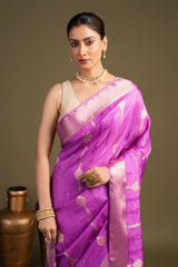 Lavender Pure Silk Banarasi Handloom?Saree