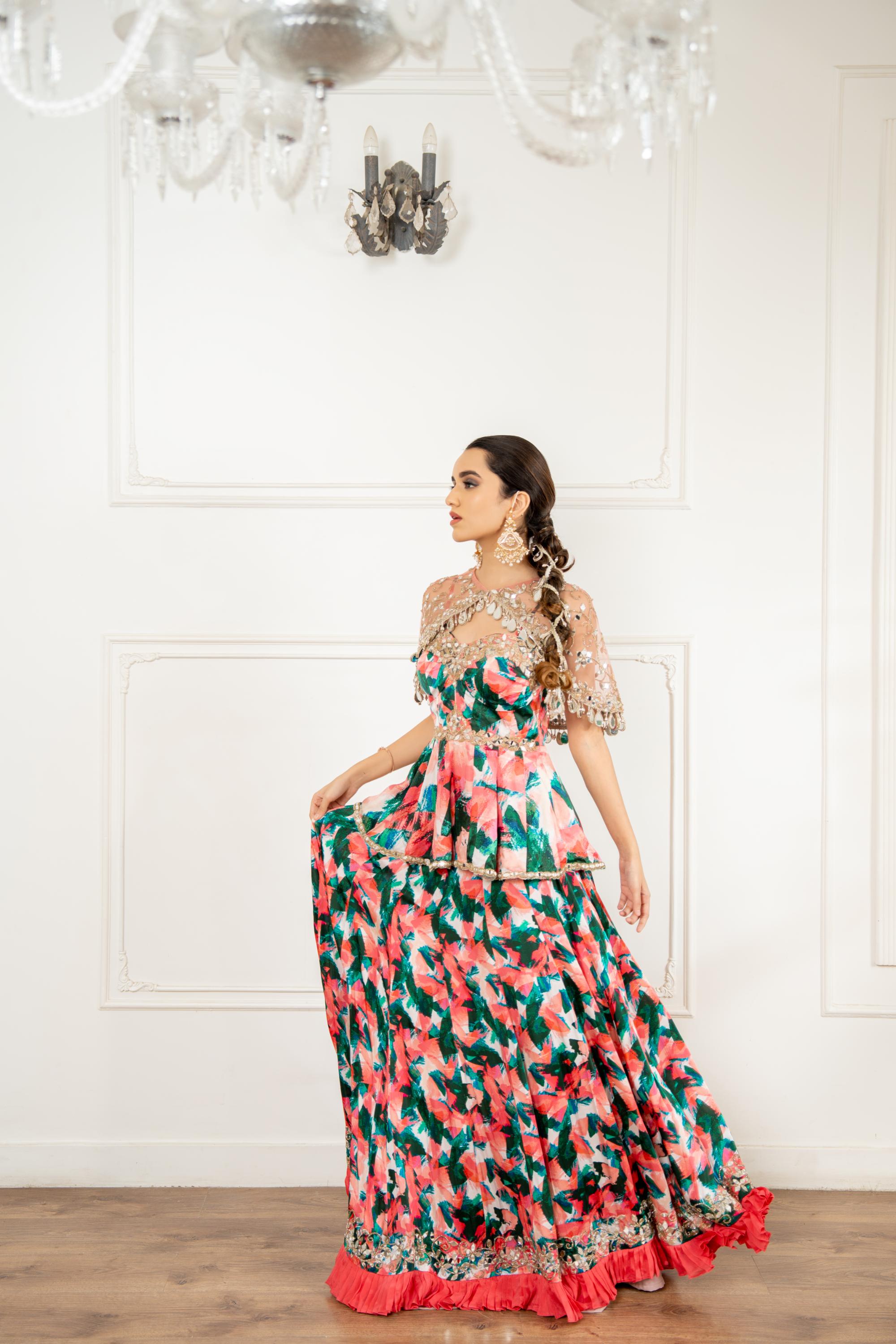 Embroidered Cape Lehenga