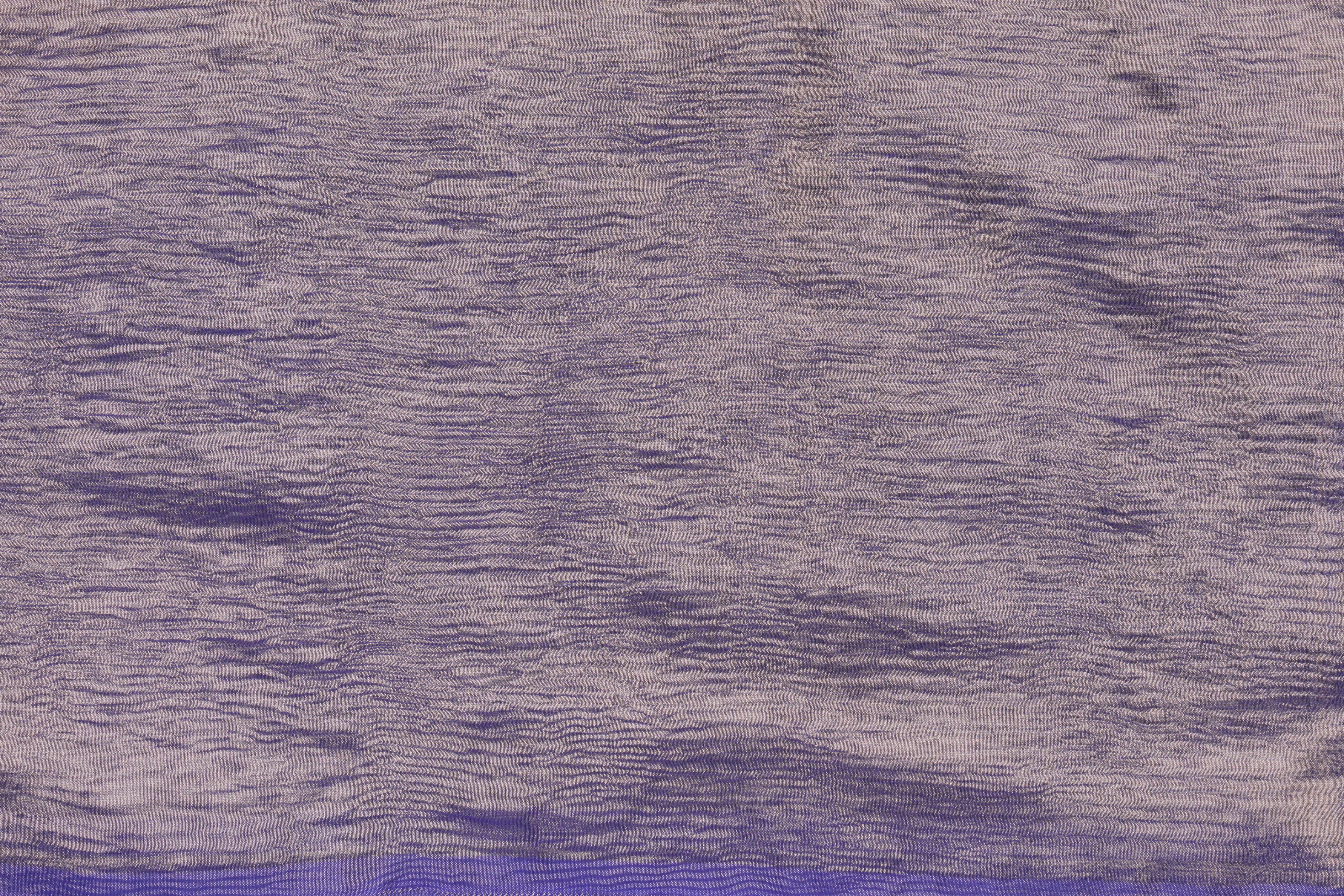 Blue Zari Stripe Moonga Tissue Silk Banarasi Handloom saree