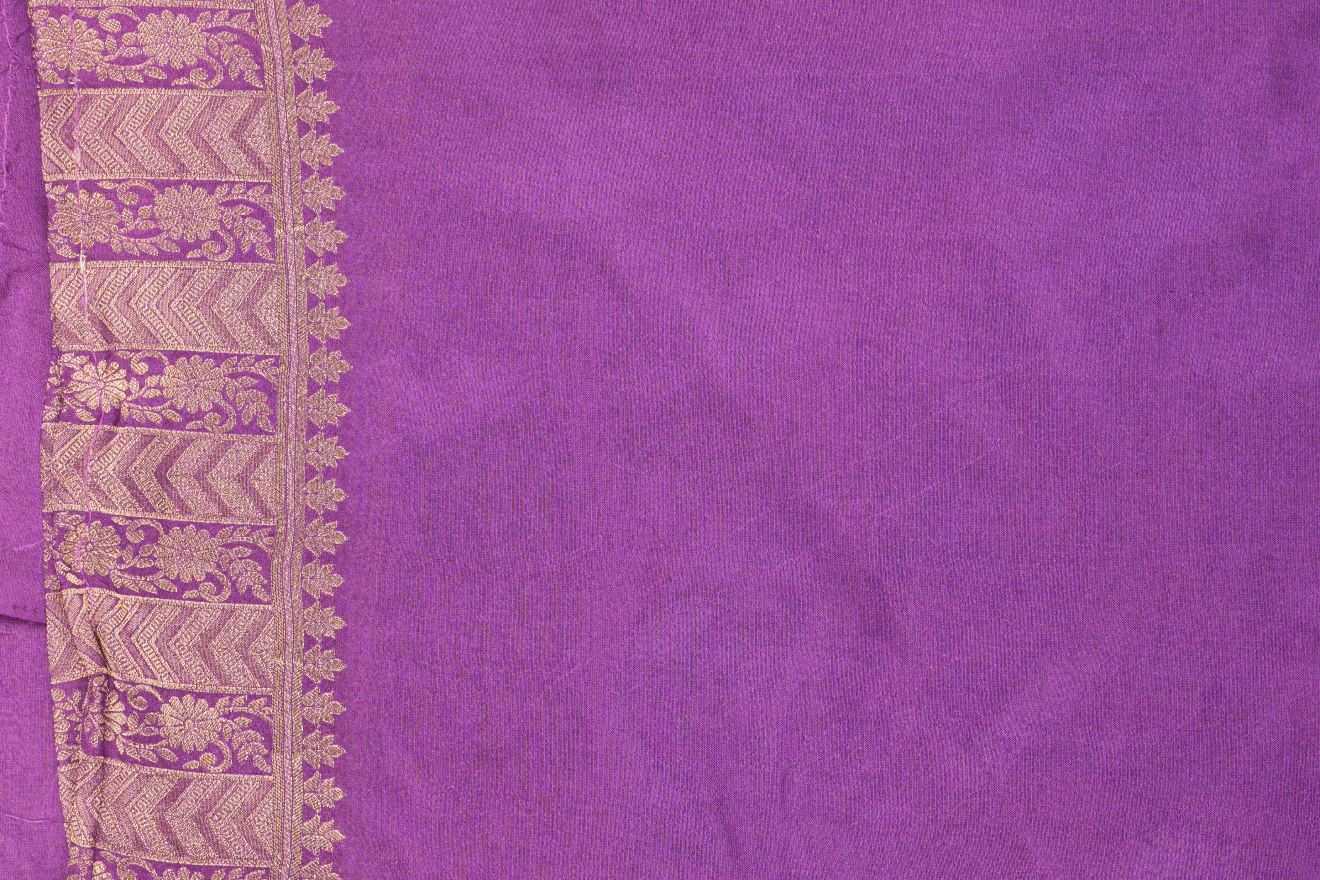 Purple Pure Monga Silk Banarasi Handloom Saree