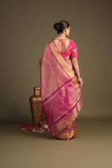 Light Pink Tissue Silk Banarasi Handloom saree