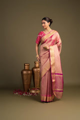 Light Pink Tissue Silk Banarasi Handloom saree