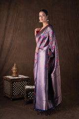 Navy Blue Pure Silk brocade Banarasi Handloom Saree