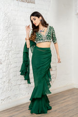 Emerald Ruffle Saree