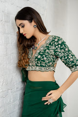 Emerald Ruffle Saree
