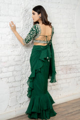 Emerald Ruffle Saree
