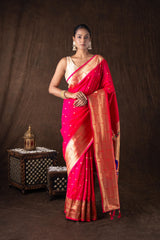 Pink Pure Silk Banarasi Handloom Saree
