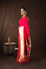 Pink Pure Silk Banarasi Handloom Saree