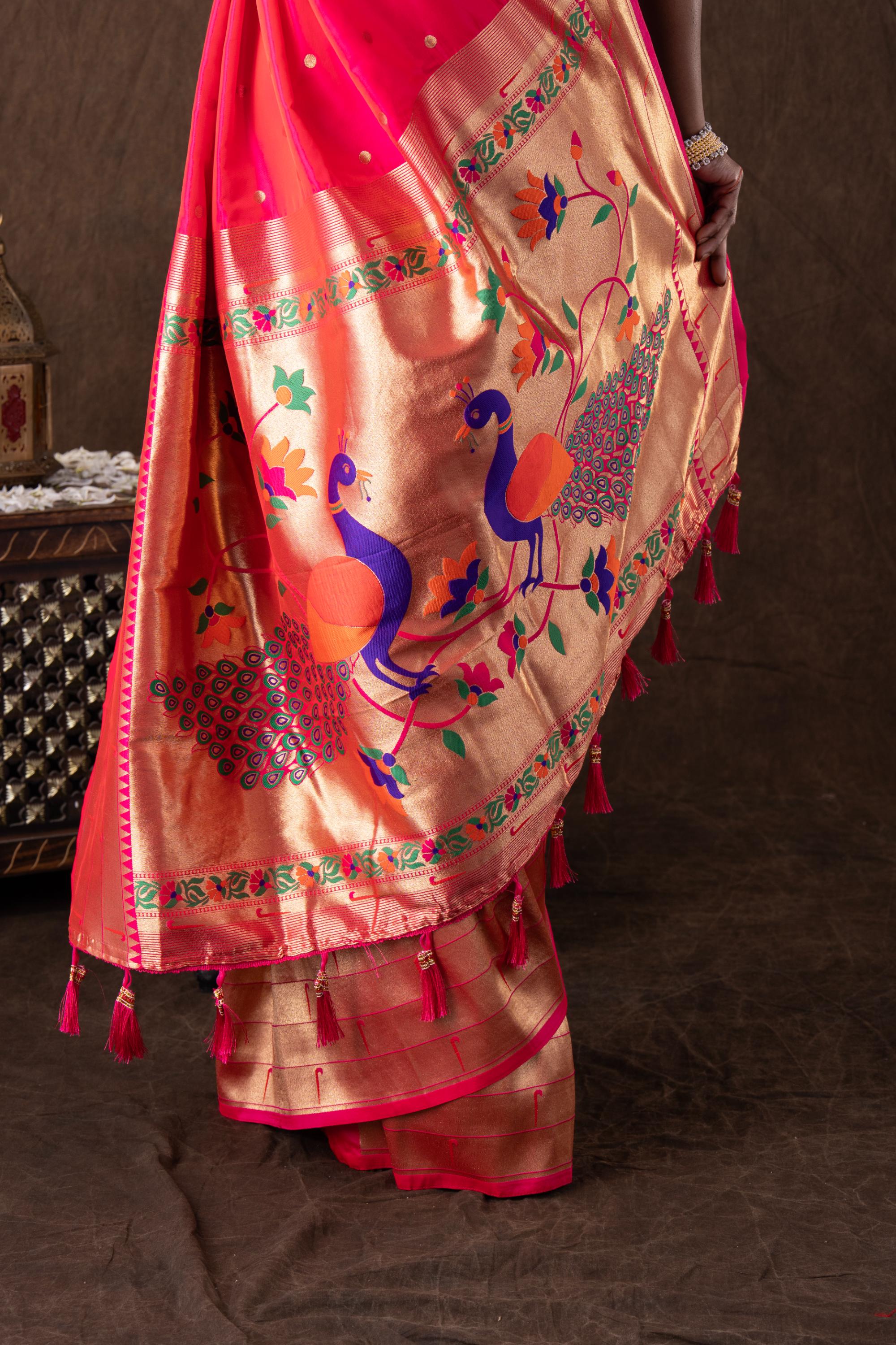 Pink Pure Silk Banarasi Handloom Saree