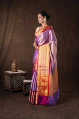 mauve Red tissue Zari brocade Banarasi handloom saree