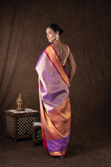 mauve Red tissue Zari brocade Banarasi handloom saree