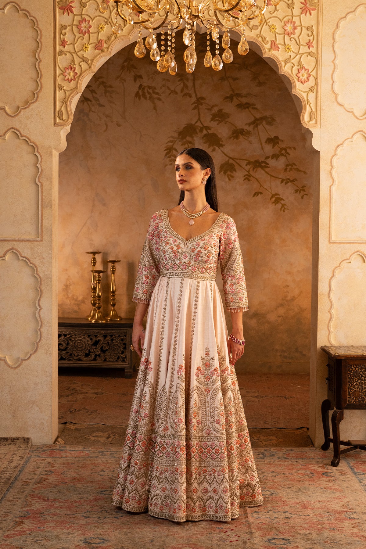 Blush Pink Raw Silk Anarkali Set