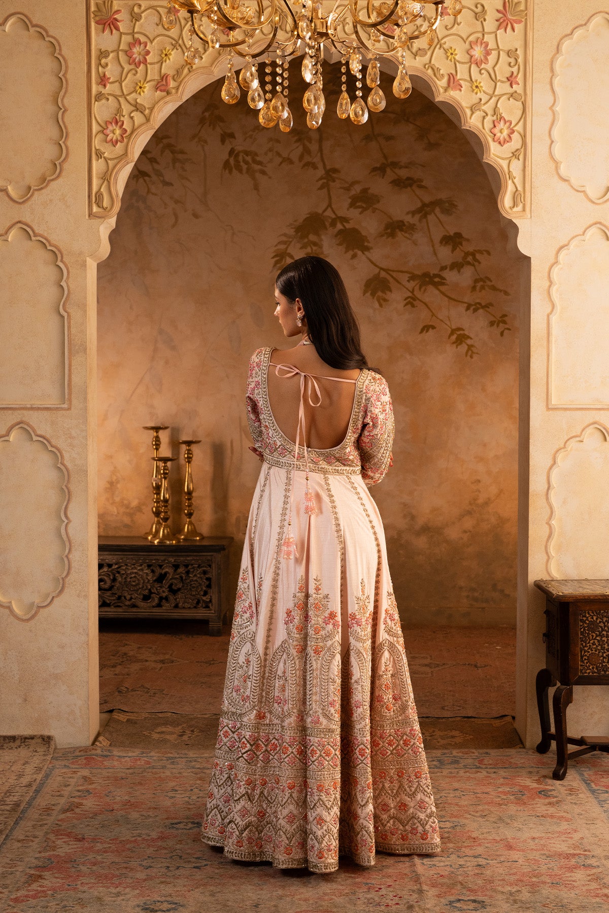Blush Pink Raw Silk Anarkali Set