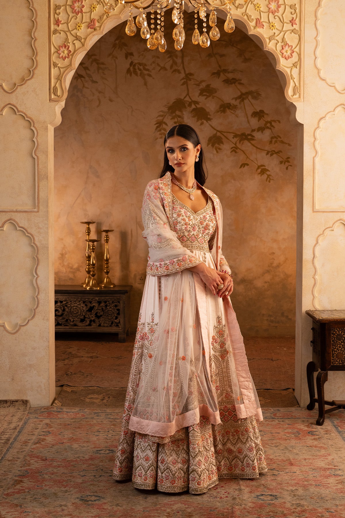 Blush Pink Raw Silk Anarkali Set