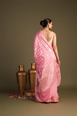 Baby Pink Pure Silk Banarasi Handloom Saree
