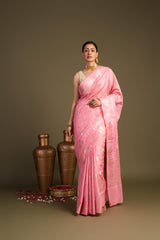 Baby Pink Pure Silk Banarasi Handloom Saree