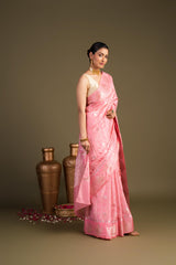 Baby Pink Pure Silk Banarasi Handloom Saree