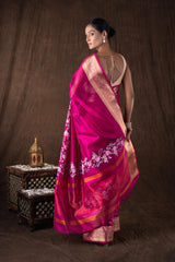 Pink Tissue Silk Digital Print Banarasi Handloom Saree