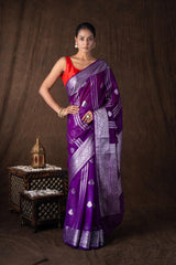 Purple Pure Silk banarasi Handloom Saree