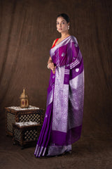 Purple Pure Silk banarasi Handloom Saree