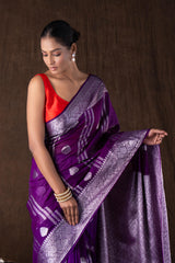 Purple Pure Silk banarasi Handloom Saree