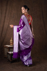 Purple Pure Silk banarasi Handloom Saree