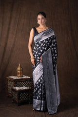 Black Pure Silk Banarasi Handloom Saree