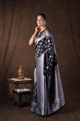 Black Pure Silk Banarasi Handloom Saree