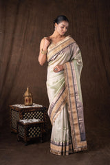 Pastel Green Pure Tissue Silk Banarasi Handwork Saree