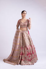 Rani Pink Luxe Tissue Silk Embroidered Lehenga Set with Dupatta