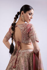 Rani Pink Luxe Tissue Silk Embroidered Lehenga Set with Dupatta