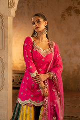 Multi Raw Silk Sharara Set