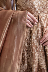 Regal Gold Embroidered Lehenga Set with Cape & Dupatta