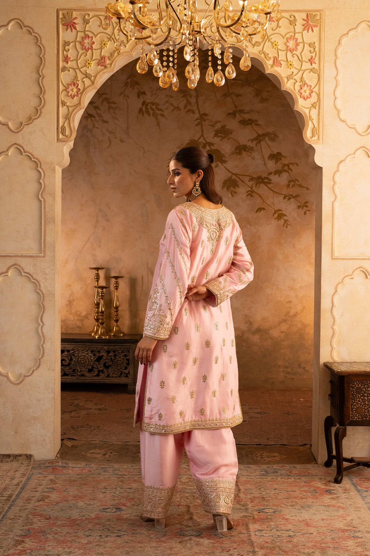 Blush Pink Silk Suit Set