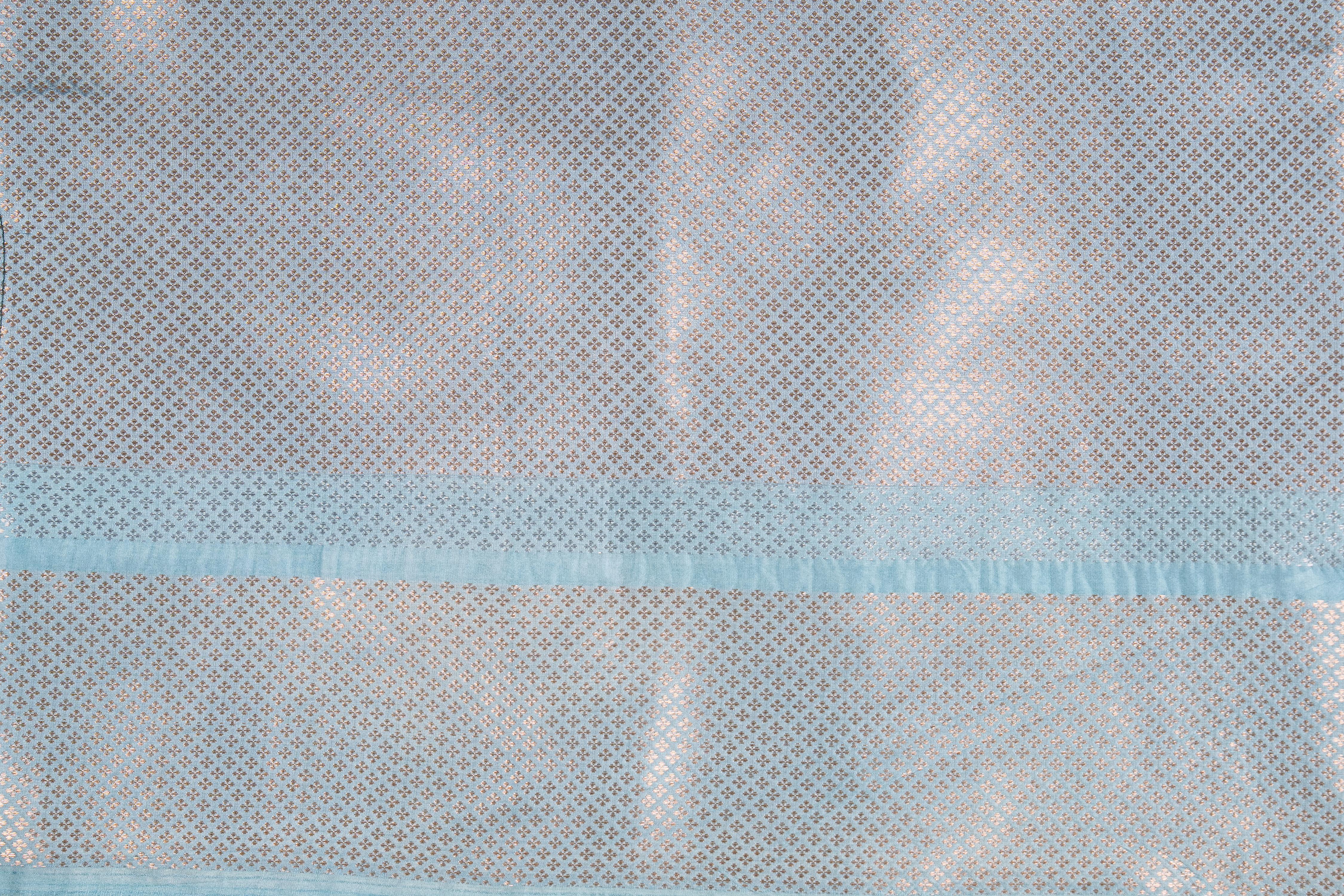 Sky Blue Pure Silk Banarasi Handloom Saree?
