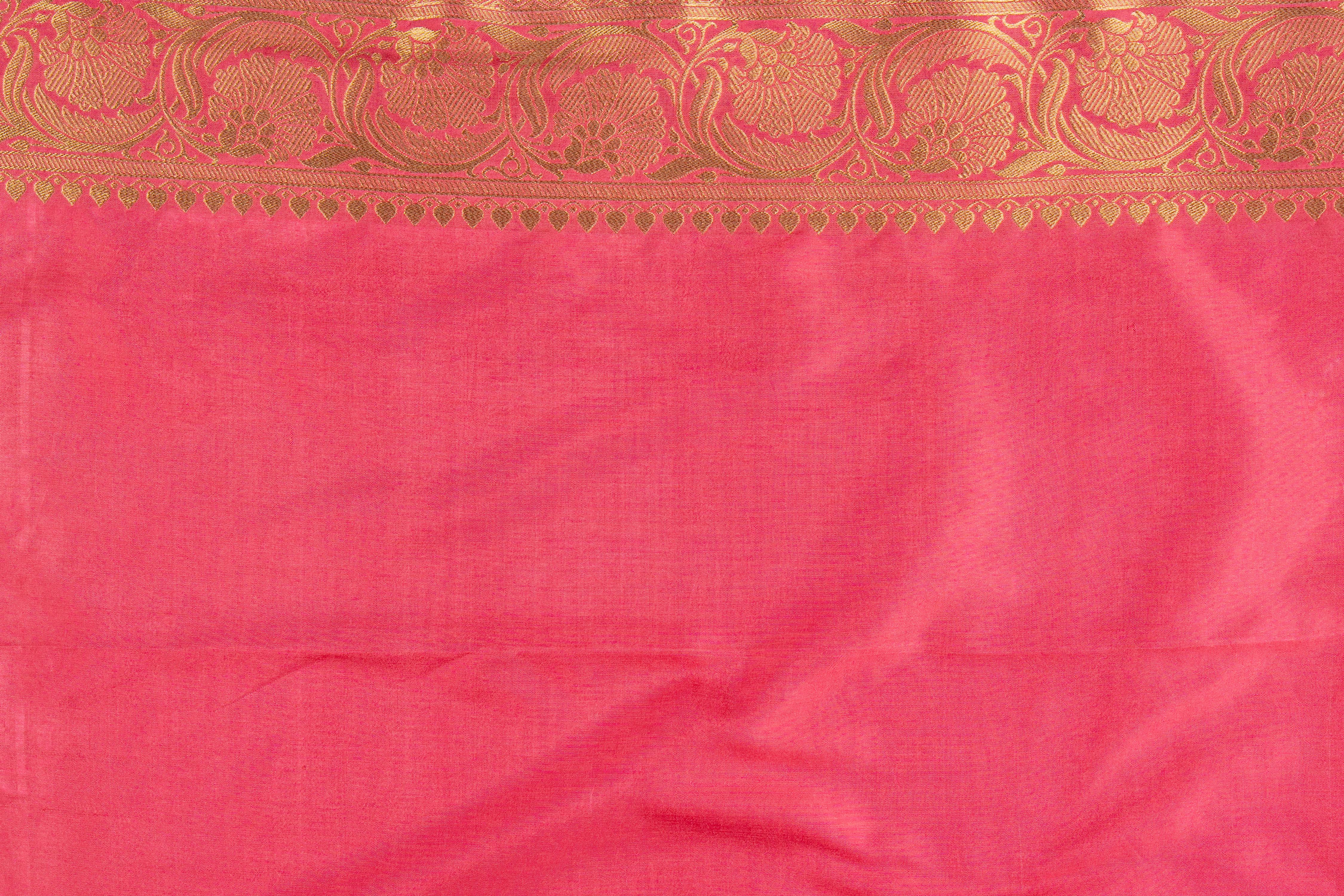 Peach Pink Pure Silk Banarasi Handloom Saree